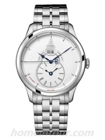 依波路GS8880T5-28121男表复古系列-银色表带/表径42mm