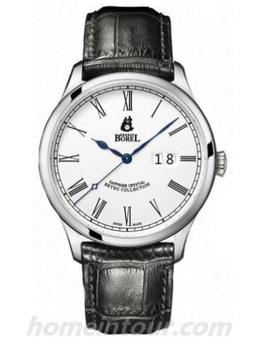 依波路GS8680T6-48551BK男表复古系列-黑色表带/表径42mm