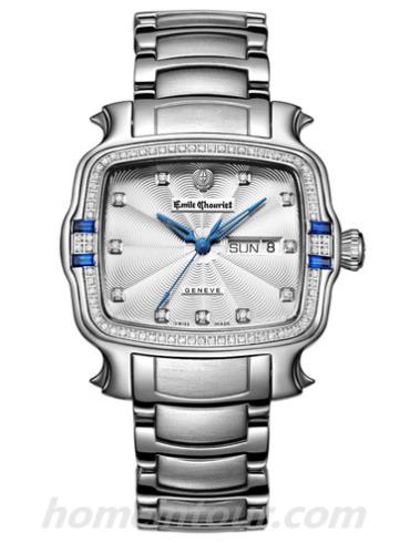 艾米龙09.3883.G.6.D.27.6男表皇室明珠系列-银色表带/表径43.2x35mm