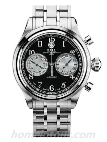 波尔CM1052D-S3J-BK男表铁路长官系列-银色表带/表径43mm