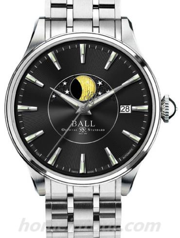 波尔NM3082D-SJ-BK男表铁路长官系列-银色表带/表径40mm