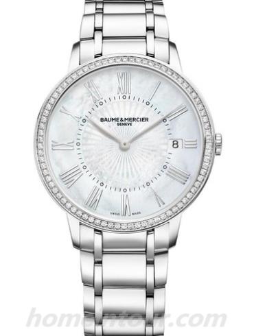 名士10227女表克莱斯麦系列-银色表带/表径36.5mm