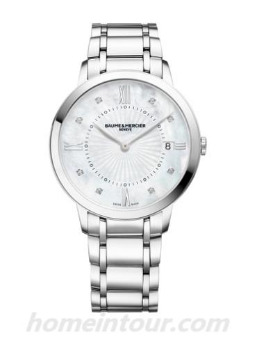 名士10225女表克莱斯麦系列-银色表带/表径36.5mm