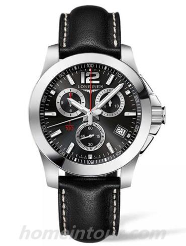 浪琴L3.700.4.56.3男表康卡斯系列-黑色表带/表径41.00mm