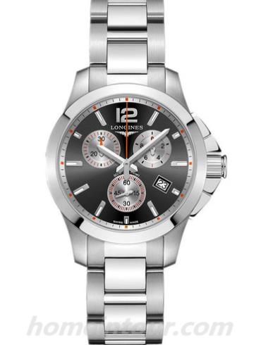 浪琴L3.379.4.79.6男表康卡斯系列-银色表带/表径36.00 mm