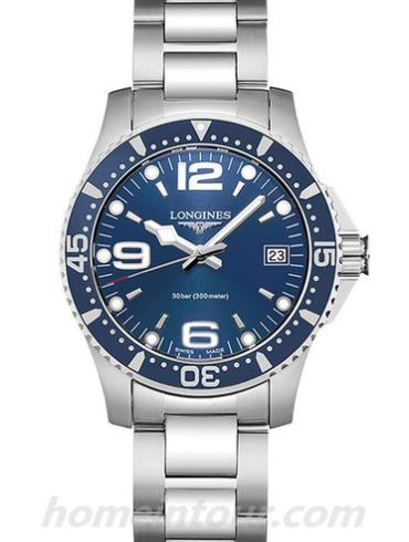 浪琴L3.340.4.96.6男表康卡斯系列-银色表带/表径34.00mm