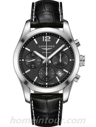 浪琴L2.786.4.56.3男表康铂系列-黑色表带/表径41.00mm