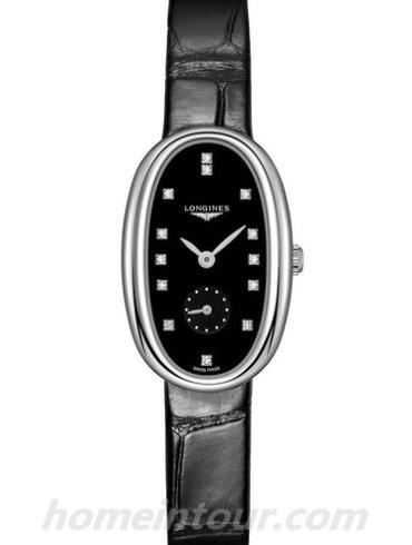 浪琴L2.306.4.57.0女表圆舞曲系列-黑色表带/表径21.90 X 34.00mm