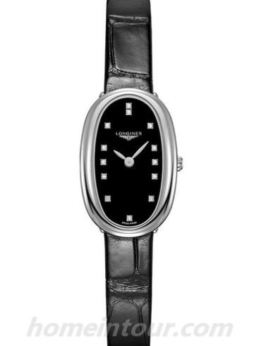 浪琴L2.305.4.57.0女表圆舞曲系列-黑色表带/表径18.90 X 29.40mm