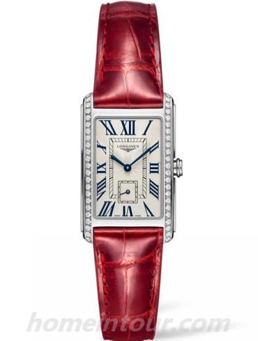浪琴L5.512.0.71.5女表黛绰维纳系列-红色表带/表径23.00 X 37.00mm