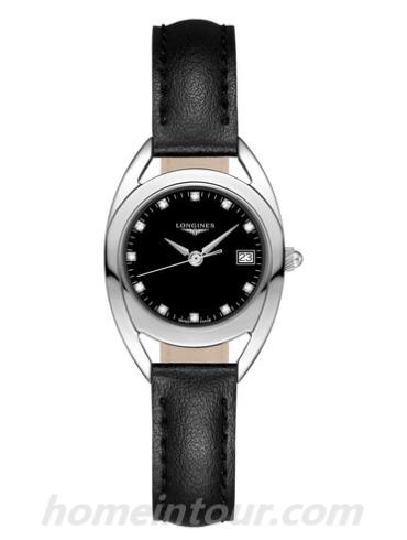 浪琴L6.136.4.57.0女表骑仕系列-黑色表带/表径26mm