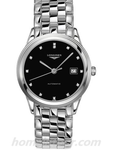 浪琴L4.874.4.57.6男表军旗系列-银色表带/表径38.5mm