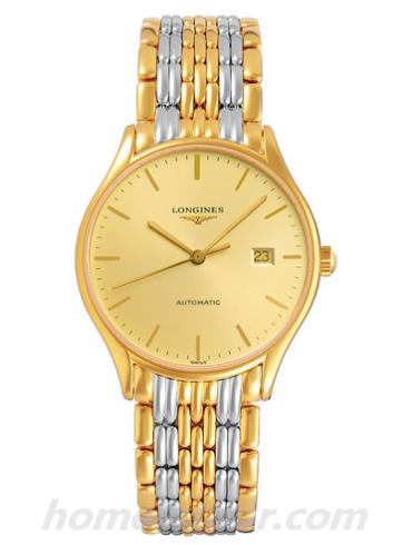 浪琴L4.860.2.32.7男表律雅系列-间金色表带/表径35mm