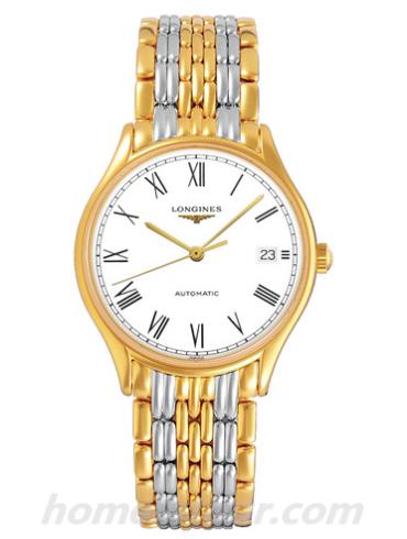 浪琴L4.860.2.11.7男表律雅系列-间金色表带/表径35mm