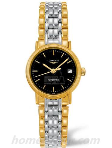 浪琴L4.321.2.52.7女表瑰丽系列-间金色表带/表径25.5mm