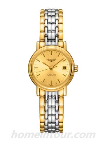 浪琴L4.321.2.32.7女表瑰丽系列-间金色表带/表径25.5mm