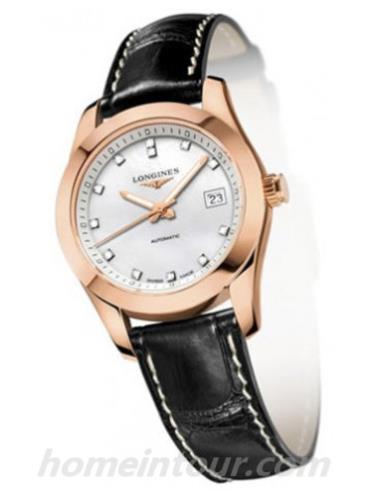 浪琴L2.285.8.87.3女表康铂系列-黑色表带/表径29.5mm