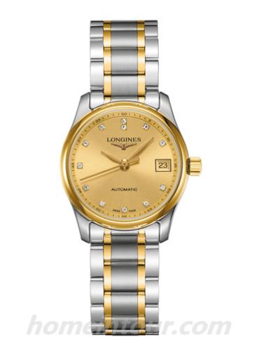 浪琴L2.257.5.37.7女表名匠系列-间金色表带/表径29mm