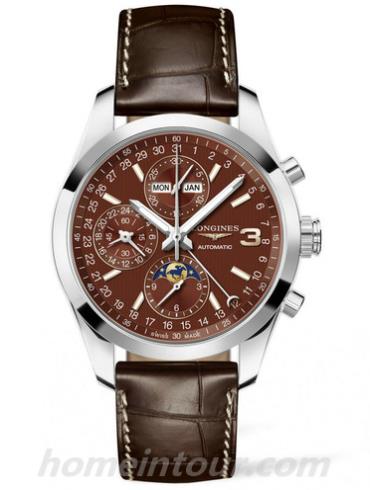 浪琴L2.798.4.62.3男表康铂系列-棕色表带/表径42mm