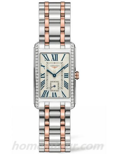 浪琴L5.512.5.79.7女表黛绰维纳系列-间金色表带/表径23mm x 37mmmm