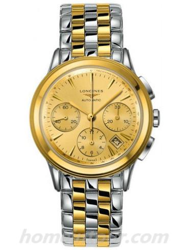 浪琴L4.803.3.32.7男表军旗系列-间金色表带/表径39mm