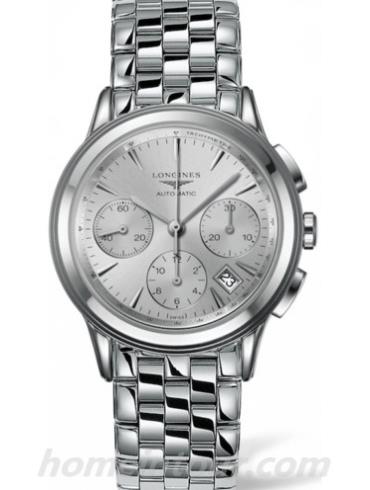 浪琴L4.803.4.72.6男表军旗系列-银色表带/表径39mm