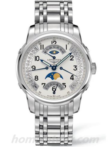 浪琴L2.764.4.73.6男表索伊米亚系列-银色表带/表径44mm