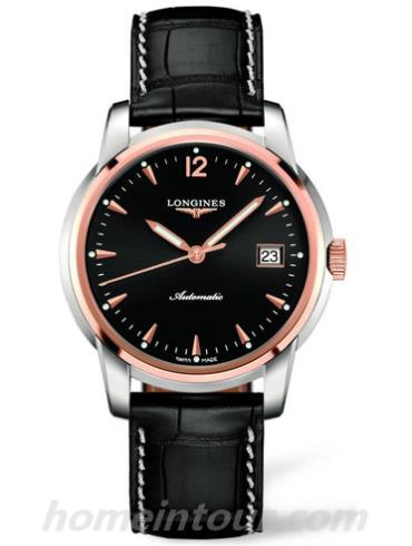 浪琴L2.766.5.52.4男表索伊米亚系列-黑色表带/表径41mm