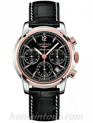 浪琴L2.752.5.52.4男表索伊米亚系列-黑色表带/表径39mm