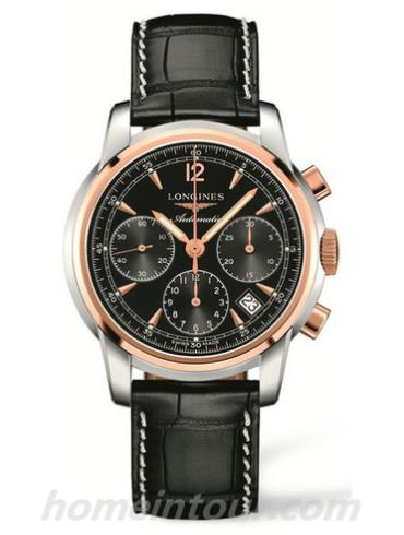 浪琴L2.752.5.52.3男表索伊米亚系列-黑色表带/表径39mm