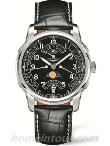 浪琴L2.764.4.53.4男表索伊米亚系列-黑色表带/表径44mm