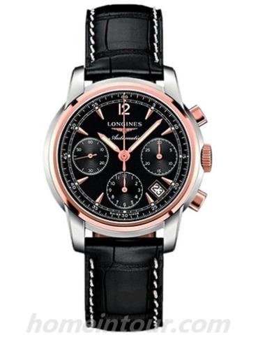 浪琴L2.753.5.52.4男表索伊米亚系列-黑色表带/表径39mm