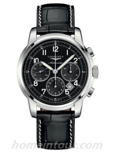 浪琴L2.784.4.53.4男表索伊米亚系列-黑色表带/表径43mm