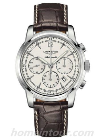 浪琴L2.784.4.72.2男表索伊米亚系列-棕色表带/表径43mm