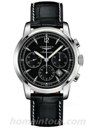 浪琴L2.784.4.52.4男表索伊米亚系列-黑色表带/表径43mm