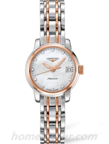 浪琴L2.263.5.88.7女表名匠系列-间金色表带/表径26mm