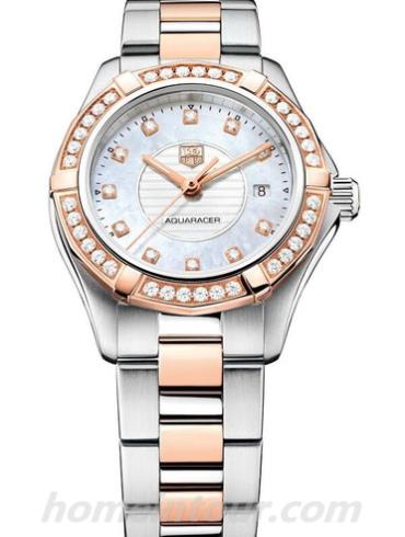 豪雅WAP1452.BD0837女表竞潜Aquaracer系列-间金色表带/表径27mm