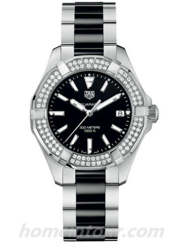 豪雅WAY131E.BA0913女表竞潜Aquaracer系列-黑色/银色表带/表径35mm