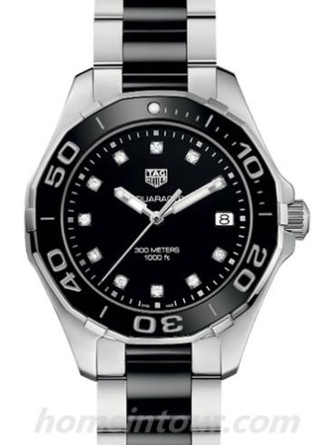 豪雅WAY131C.BA0913女表竞潜Aquaracer系列-黑色/银色表带/表径35mm