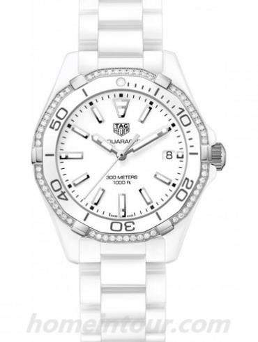 豪雅WAY1396.BH0717女表竞潜Aquaracer系列-白色表带/表径35mm