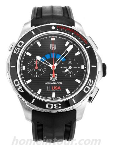 豪雅CAK211B.FT8019男表竞潜Aquaracer系列-黑色表带/表径43mm