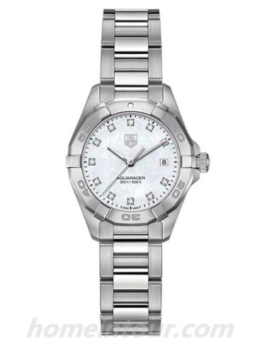 豪雅WAY1413.BA0920女表竞潜Aquaracer系列-银色表带/表径27mm