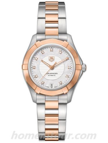 豪雅WAP2351.BD0838女表竞潜Aquaracer系列-间金色表带/表径34mm