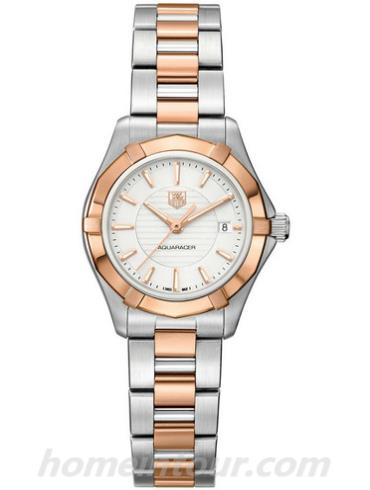 豪雅WPA1450.BD0837女表竞潜Aquaracer系列-间金色表带/表径27mm