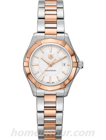 豪雅WAP1450.BD0837女表竞潜Aquaracer系列-间金色表带/表径27mm