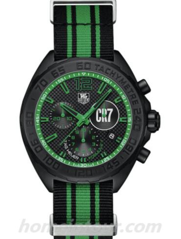 豪雅CAZ1113.FC8189男表FORMULA 1系列-黑色/绿色表带/表径42mm