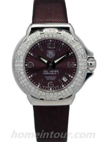 豪雅WAC1219.FC6233女表F1系列-茄紫色表带/表径37mm