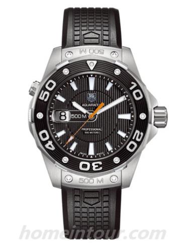 豪雅WAF1110.FT6015男表竞潜Aquaracer系列-黑色表带/表径43mm