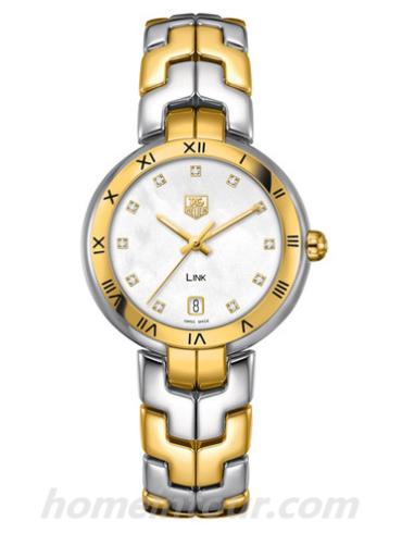 豪雅WAT1351.BB0957女表林肯Link系列-间金色表带/表径34.5mm