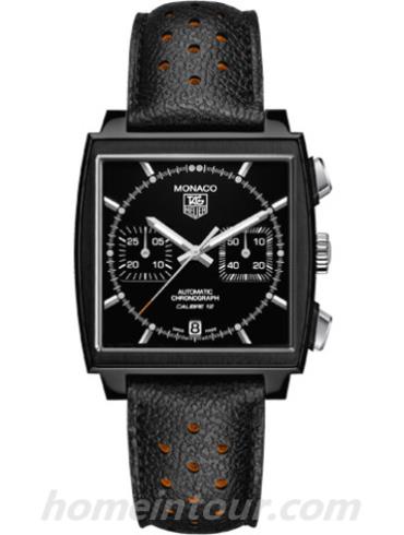 豪雅CAW211M.FC6324男表摩纳哥Monaco系列-黑色表带/表径39mm